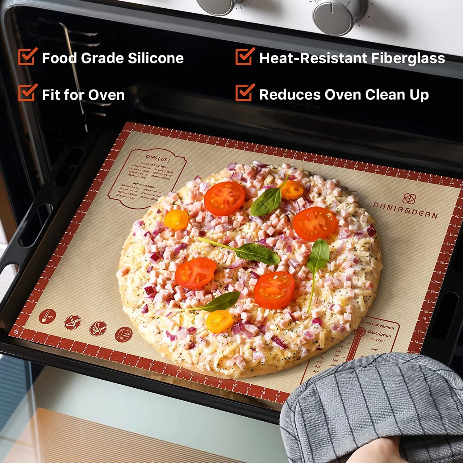 Silicone Baking Mat 26" x 16" Extra Thick Non-Stick with Measurements Y9106
