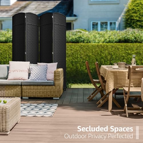 Sorbus 8-Panel Black Room Divider, 6 ft Tall Folding Privacy Screen T242