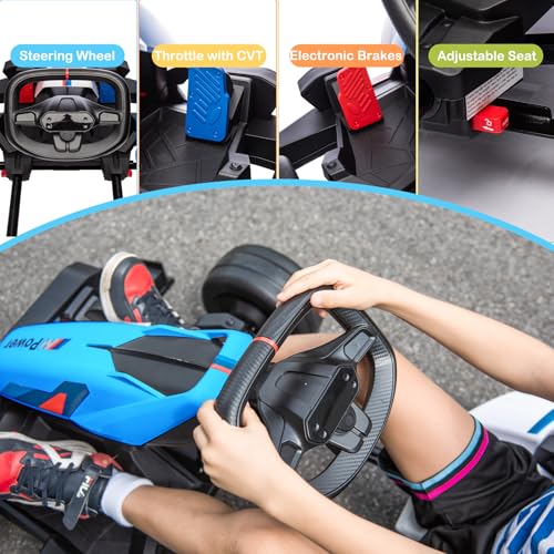 Licensed BMW 36V Electric Drift Go Kart for Kids, 7.5 MPH, White M530400