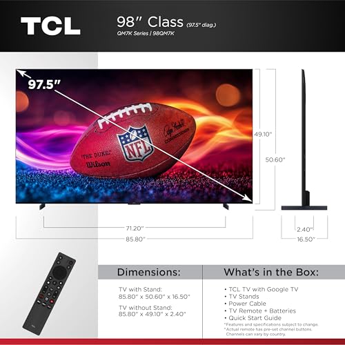 TCL 55-Inch Class QM7K Series QD-Mini LED 4K UHD Google Smart TV S7338