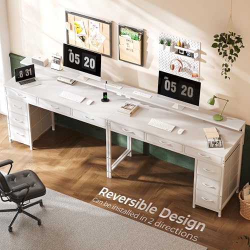 Huuger Gaming Desk with 6 Drawers, LED Lights, 47 Inch, Black N423283