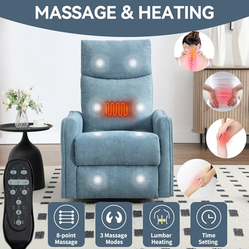 Massage Chair Recliner with Heat, Swivel Rocking, High Back Fabric Black V2333