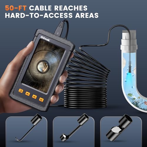 50FT Oiiwak Endoscope Camera with Light 1080P HD 4.3" IPS Screen U522