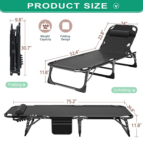 NAIZEA Folding Camping Cot for Adults, Adjustable Reclining Chair N72576