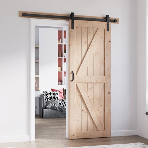 FREDBECK 48in x 80in Sliding Wood Barn Door with 8FT Hardware Kit V8036