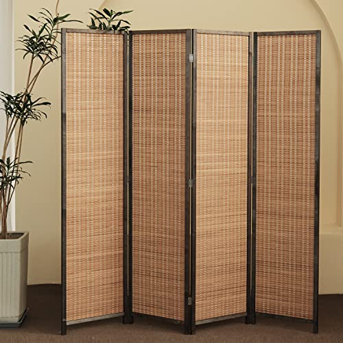Bamboo Room Divider 6 Panel Folding Screen 67"H x 92.1"W X2437