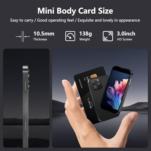 Mini Phone 4G Unlocked Small Smartphone 3.0" Touch Screen Dual SIM 2GB+16GB Black P776944