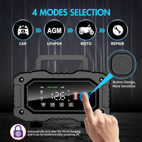 YONHAN Battery Charger 20A 12V/24V LiFePO4 Lead Acid Automatic Maintainer U76826