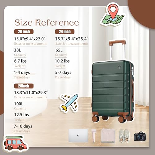 Hardside Carry-on Luggage 20 Inch with Spinner Wheels and TSA Lock J743