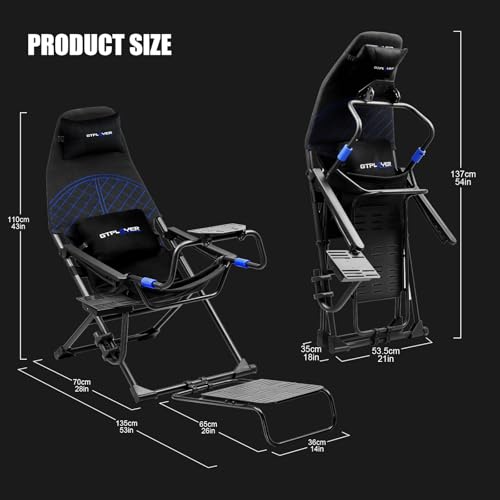 GTPLAYER Sim Racing Cockpit Foldable Adjustable for PC I544