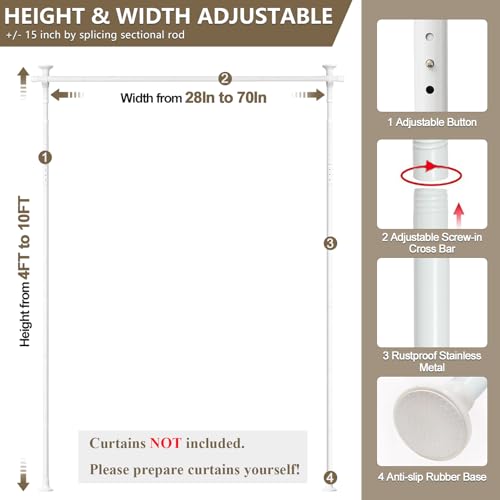 Black Room Divider Curtain Rod, No Drilling, Adjustable 4-10ft E8256