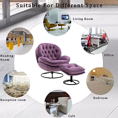 Baysitone Velvet Swivel Accent Chair with Ottoman Set, Modern Lounge Chair, Fruit Green Q36819