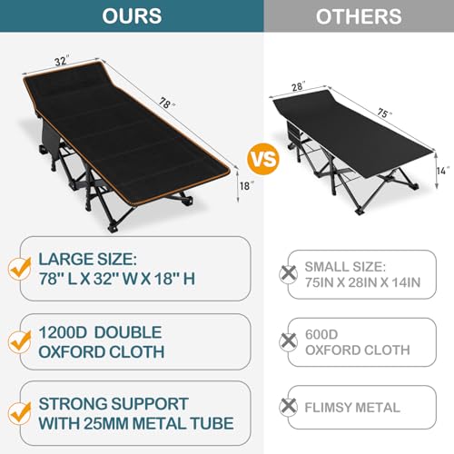 NAIZEA Folding Camping Cot for Adults, Adjustable Reclining Chair N72576