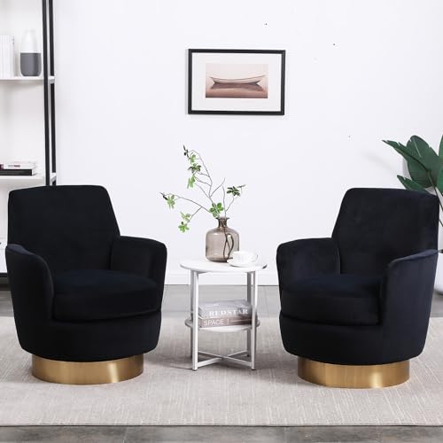 Swivel Barrel Chair Set of 2, Modern Velvet Accent Chairs, Orange P5409