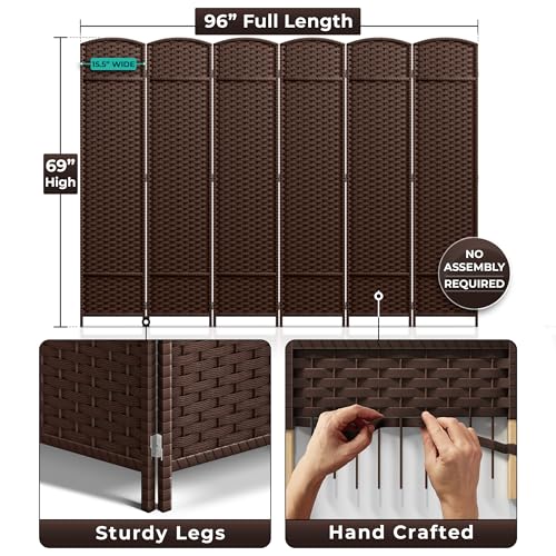 Sorbus 8-Panel Black Room Divider, 6 ft Tall Folding Privacy Screen T242