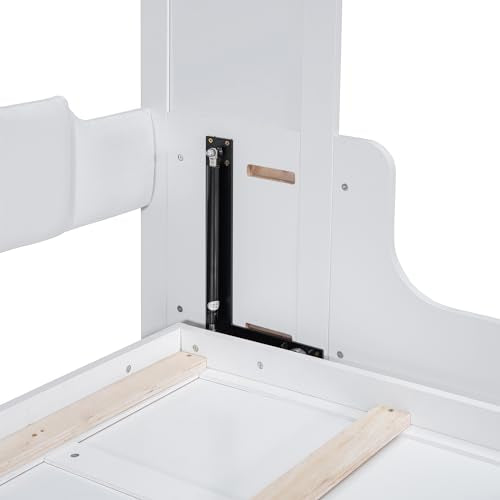 Merax Queen Murphy Bed Wall Bed with Sofa and Cushion, White V57291
