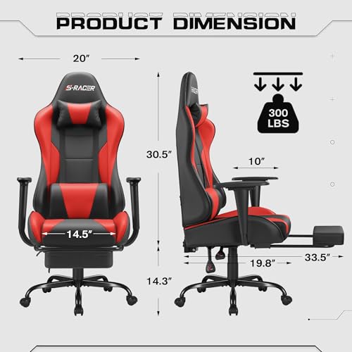 Homall Gaming Chair with Footrest and Massage Lumbar Support, Black T748