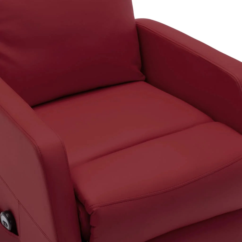 Power Lift Massage Recliner Wine Red Faux Leather K9869