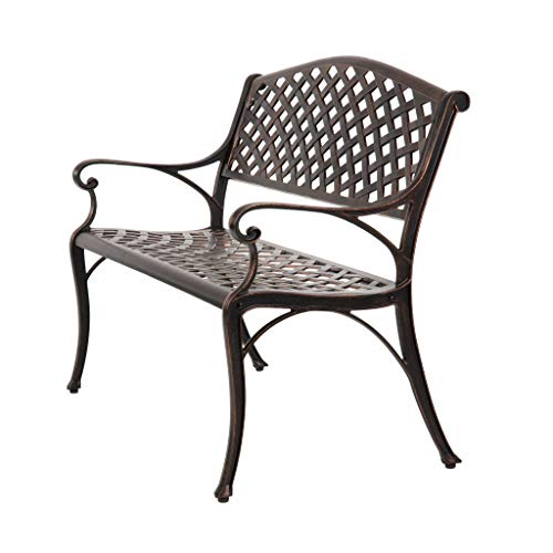 Balkene Home 61491 Patio Bench Cast Aluminum Antique Bronze I13213