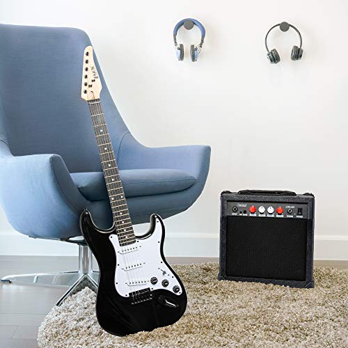 LyxPro Electric Guitar 39" Beginner Starter Kit with 20W Amp, Black B69338