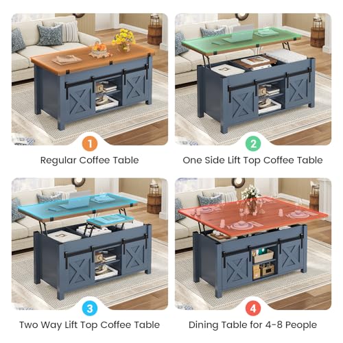 SEDETA Lift Top Coffee Table with Storage, Convertible Dining Table, Grey M719