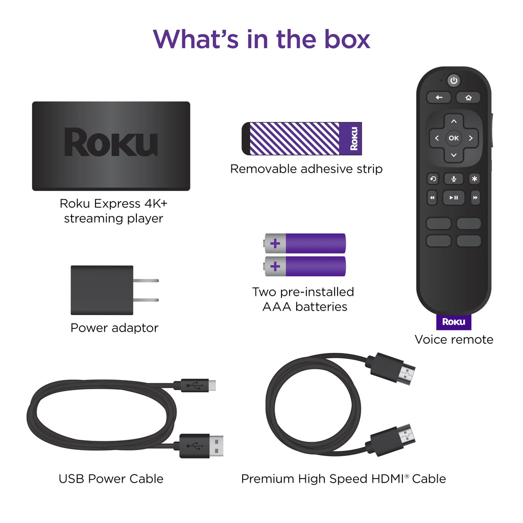 Roku Express 4K+ Streaming Player with Voice Remote, 2 Pack O63390