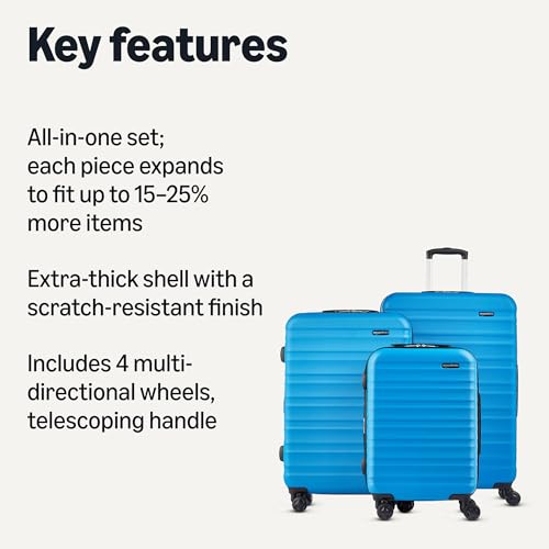 Amazon Basics 21" Hardside Carry-On Luggage with Wheels, Expandable, Black L489