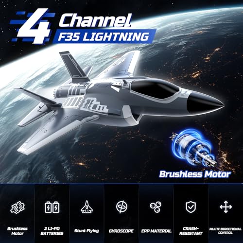 DEERC F35 4 Channel Brushless RC Plane EDF Fighter Jet for Adults A8717