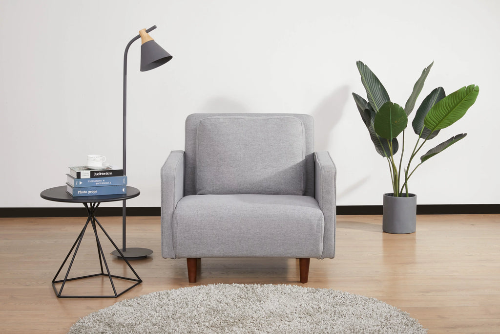 Artdeco Home Panama Polyester Convertible Futon Sofa Chair, Light Gray
