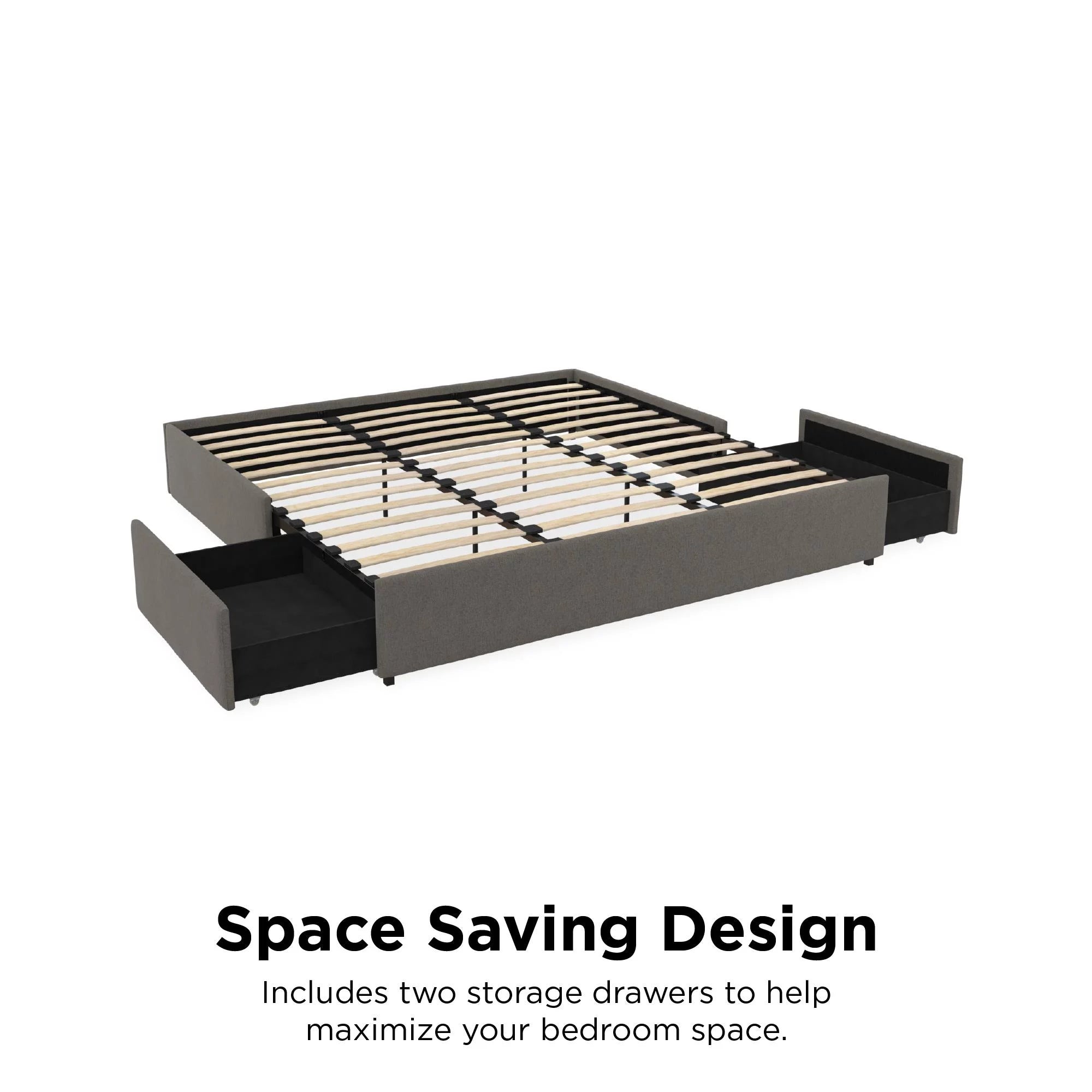 DHP Maven Platform Bed with Storage, King, Gray Linen V35757