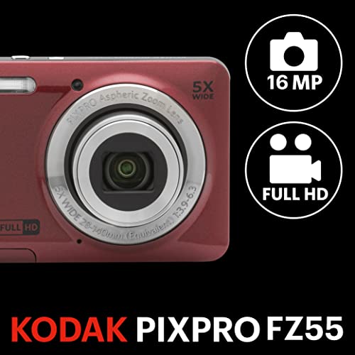 KODAK PIXPRO FZ55-BL 16MP Digital Camera 5X Optical Zoom 1080P Full HD Video (Blue) D917