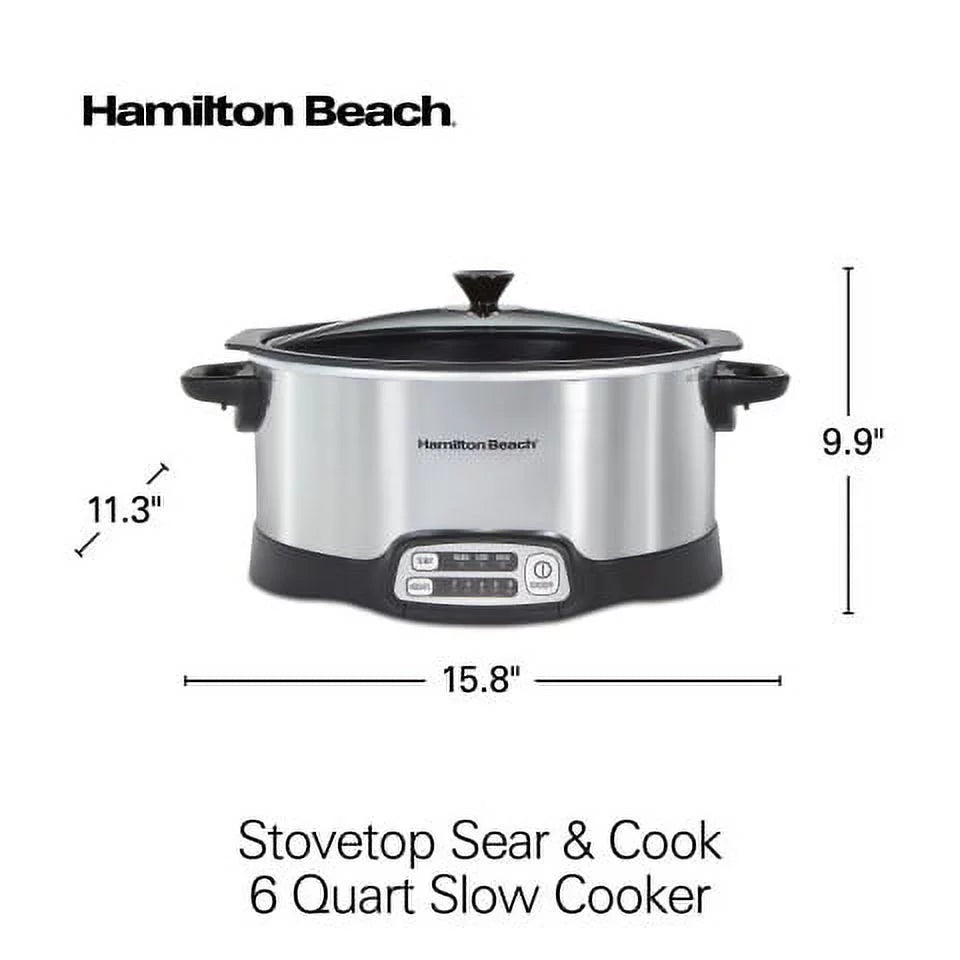 Hamilton Beach Programmable Slow Cooker, 6 Quart, Silver R713