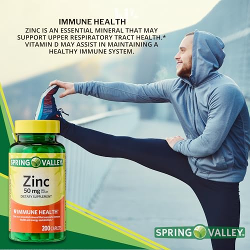 Zinc 50mg Immune Health Dietary Supplement, 200 Caplets, Pack of 2 Z671