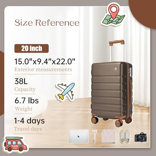 Hardside Carry-on Luggage 20 Inch with Spinner Wheels and TSA Lock J743
