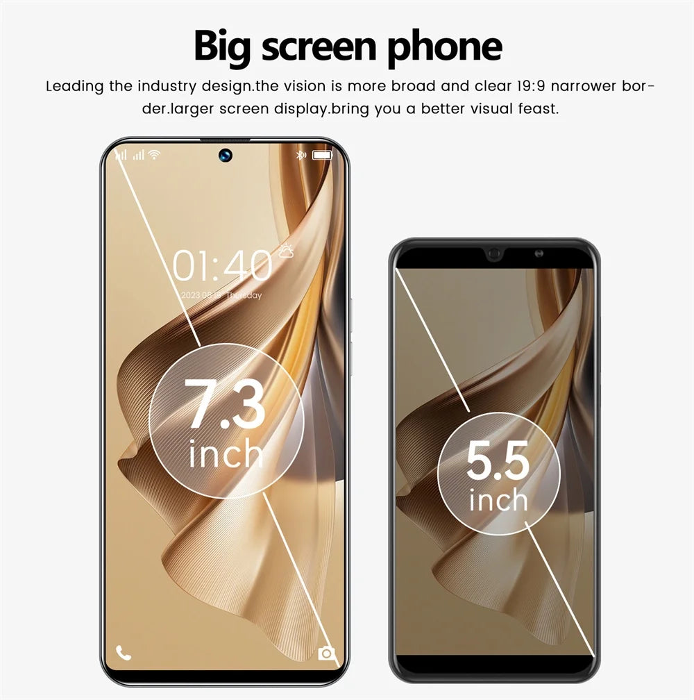 Kajiali Purple Unlocked 7.3 Inch Android 13 Smart Phone 5G F639