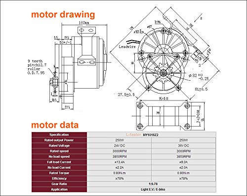 24V36V250W Electric DC Motor for Bike Conversion Kit Scooter T24553