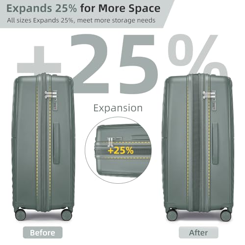 LARVENDER Luggage Sets 3 Piece, 20in Carry On PP Hardshell Suitcase with Spinner Wheels Q3160