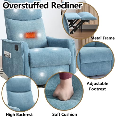 Massage Chair Recliner with Heat, Swivel Rocking, High Back Fabric Black V2333