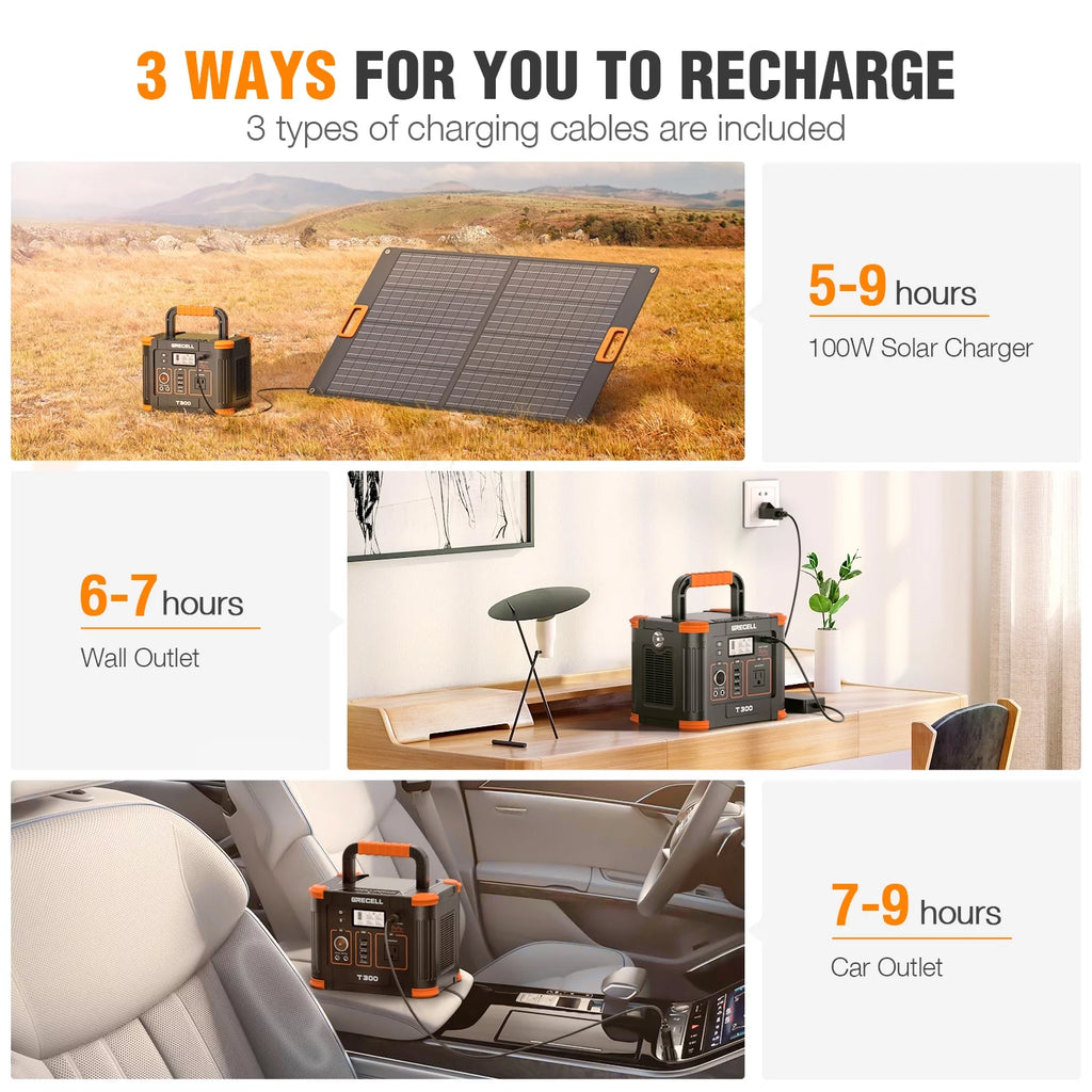 300W Portable Power Station 288Wh Solar Generator for Camping V794044