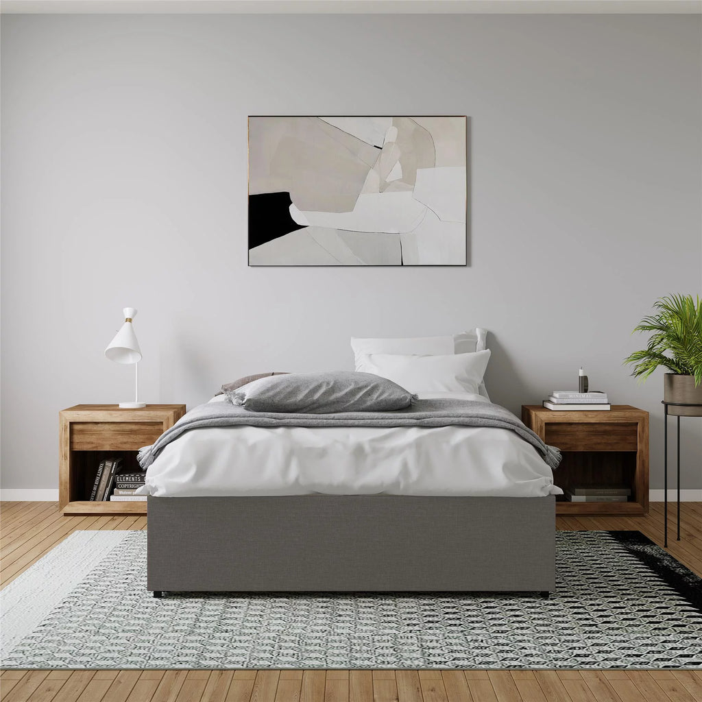 DHP Maven Platform Bed with Storage, King, Gray Linen V35757