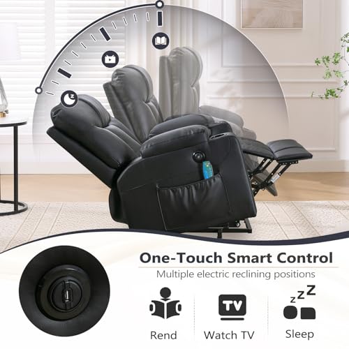 ANJ Large Power Lift Recliner Chair with Massage and Heat for Elderly, Camel Z8802