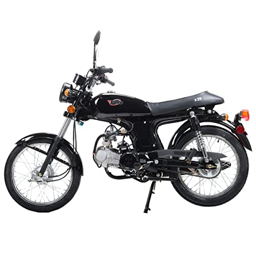 X-PRO 125cc Cafe Cruiser Racer Gas Bike Bicycle Style Motorcycle Street Bike with Manual Transmission, Electric/Kick Start! Big 17" Wheels!