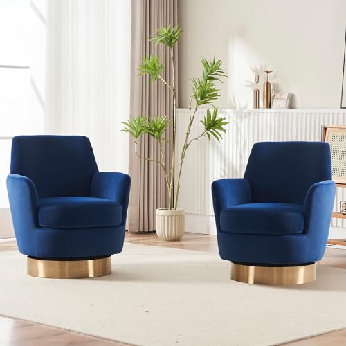Swivel Barrel Chair Set of 2, Modern Velvet Accent Chairs, Orange P5409