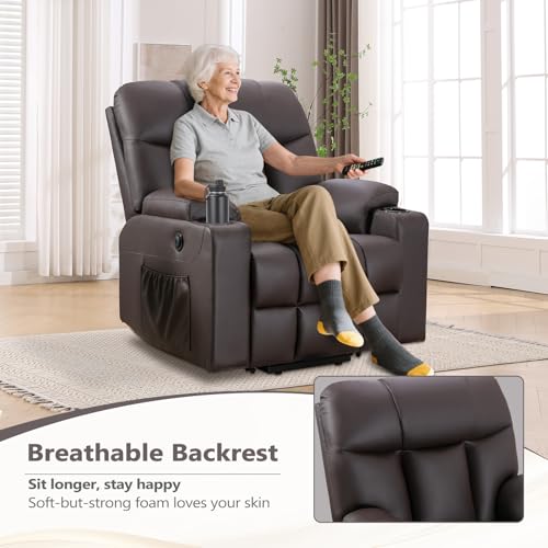 ANJ Large Power Lift Recliner Chair with Massage and Heat for Elderly, Camel Z8802