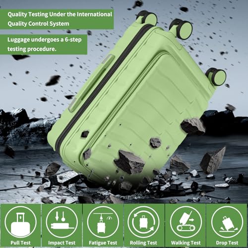 Lightweight 3-Piece Hardshell Luggage Set with Spinner Wheels & TSA Lock, Light Avocado Green B502471