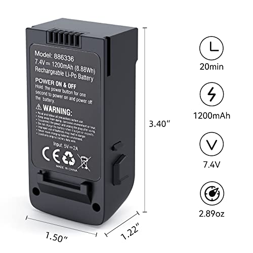 Ruko U11/U11S Drone Intelligent Flight Battery Replacement, 7.4V 1200mAh, Black B8999