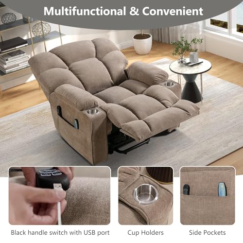 CANMOV Oversized Power Lift Recliner Chair for Elderly, Dual Motor, Brown C110