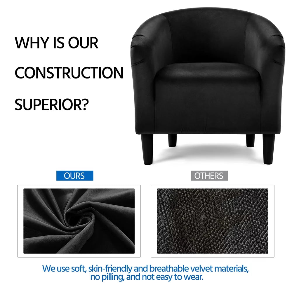 Alden Design Barrel Accent Chair, Black Velvet C456