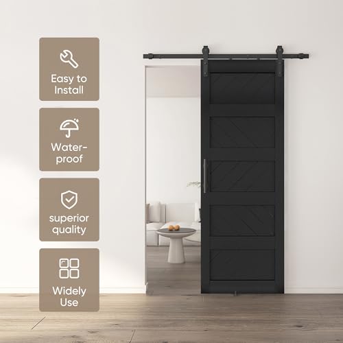 JUBEST 36" x 84" Sliding Barn Door Kit with Hardware, Black R91690