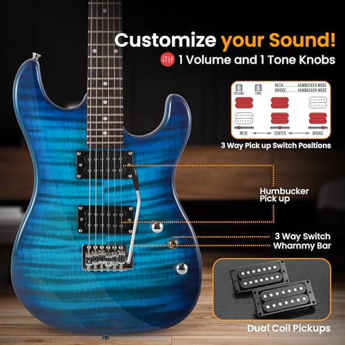 Pyle Electric Guitar Kit with Amp, 39" Blue M5028